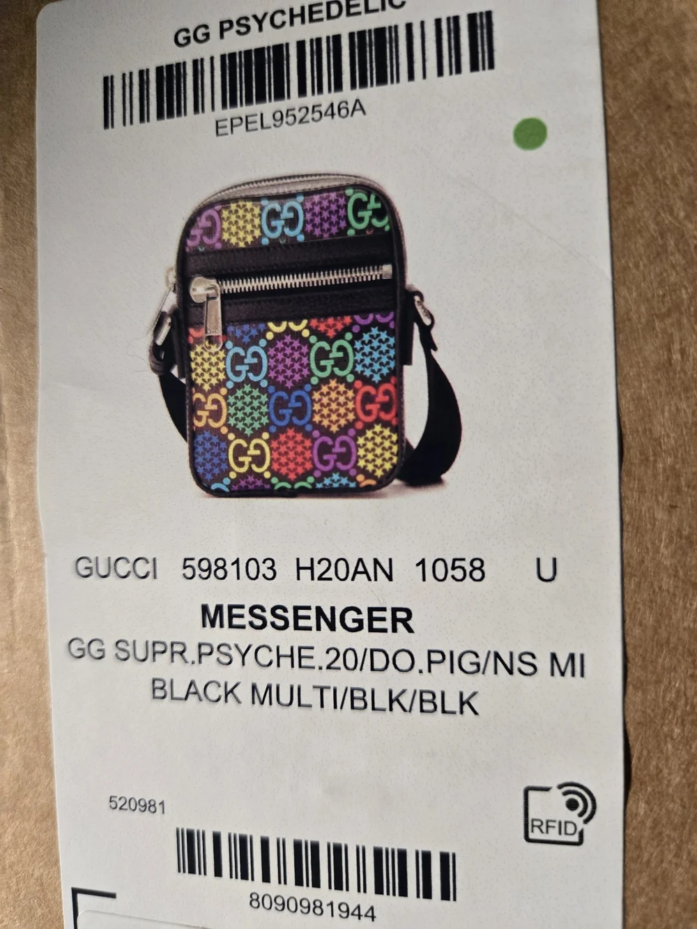 Gucci Multicolor GG Psychedelic Mini Messenger Bag with Black Trim